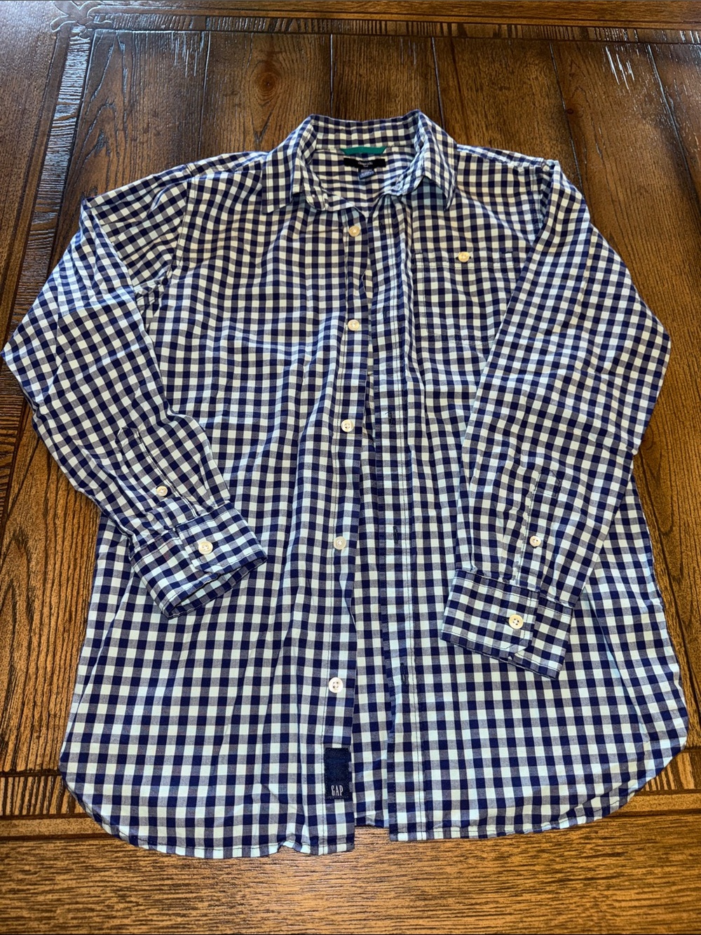 GAP Blue Gingham Button-Down Shirt